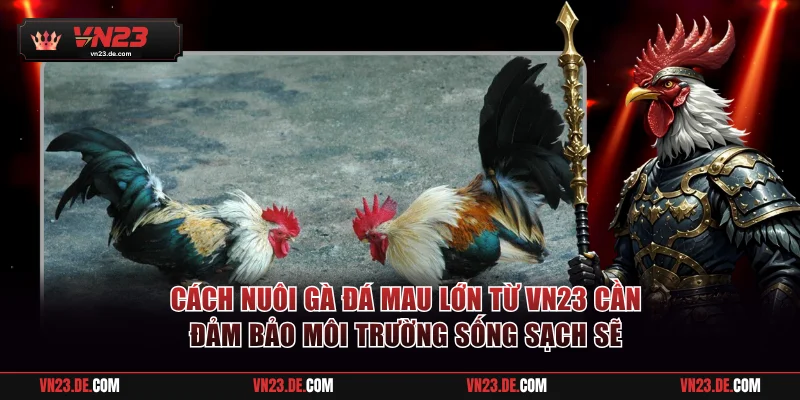 Cách nuôi gà đá mau lớn từ VN23 cần đảm bảo môi trường sống sạch sẽ